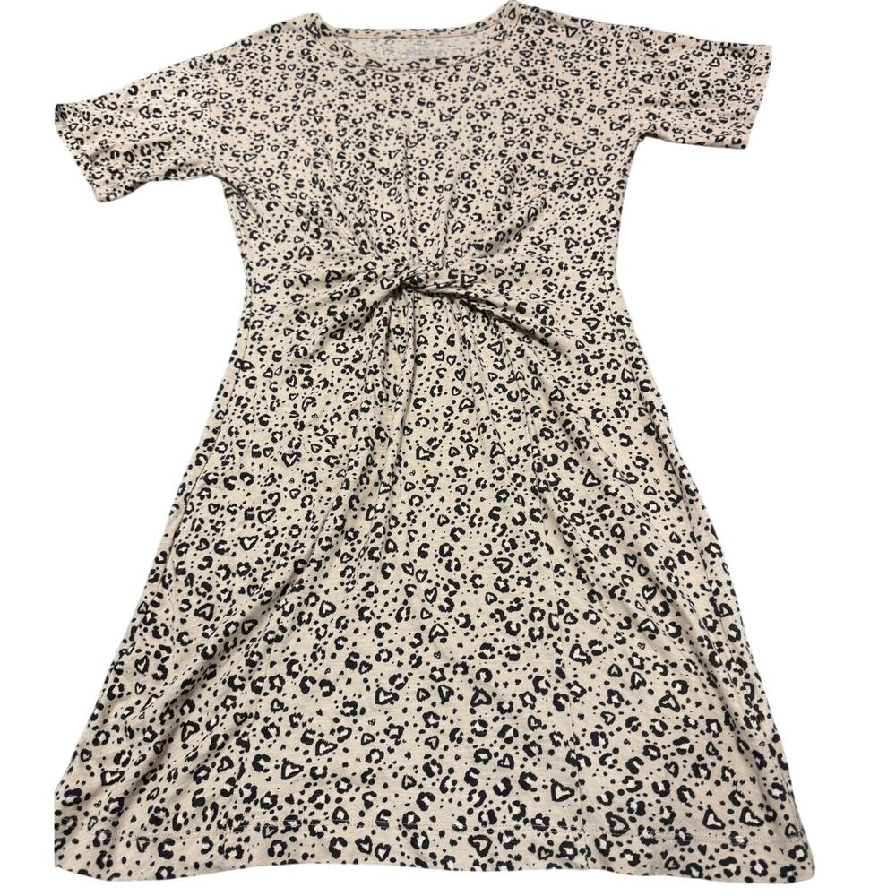 Aerie Knot Front Printed T-Shirt Dress Size XS, Leopard Animal Printed